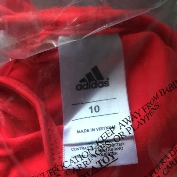 NWT Adidas Striped “Shock Red” bikini top - Picture 9 of 15